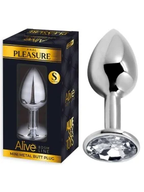 Plug Anal en Aluminium et Strass Transparent - S
