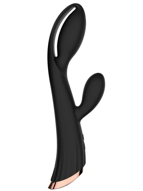 Vibromasseur noir avec stimulateur de clitoris LRIS USB - LRISBLACK