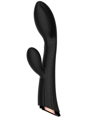Vibromasseur noir avec stimulateur de clitoris LRIS USB - LRISBLACK