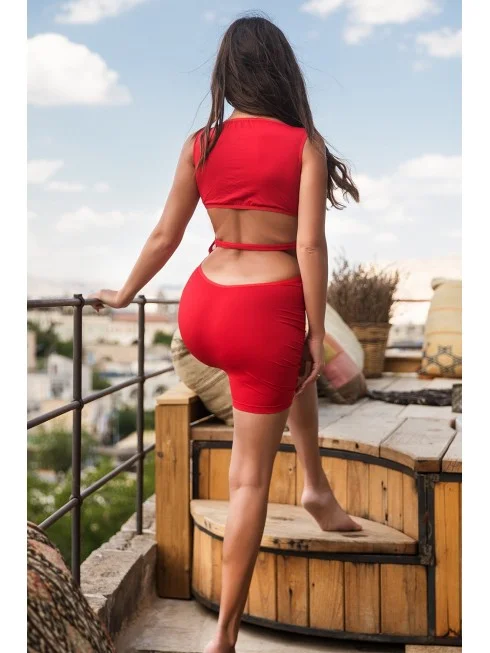 Robe rouge large décollectée Olivia - LDR4RED