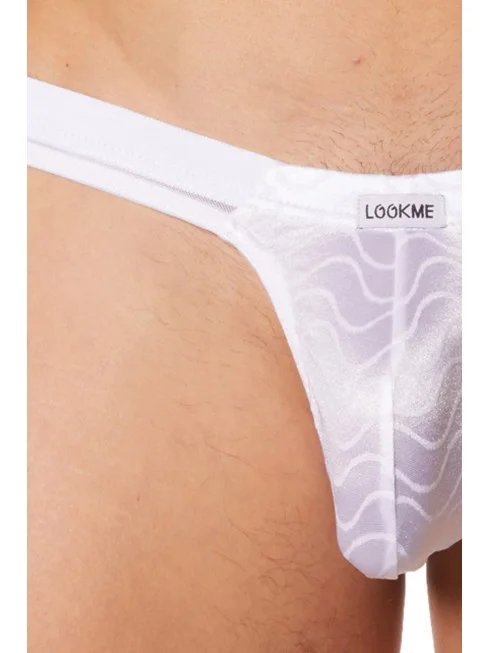 Slip brief blanc vagues satinées et fine maille - LM904-61WHT