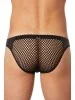 Slip noir filet avec bandes simili cuir - LM911-61MBLK