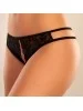 String noir ouvert en dentelle et résille - A1079B