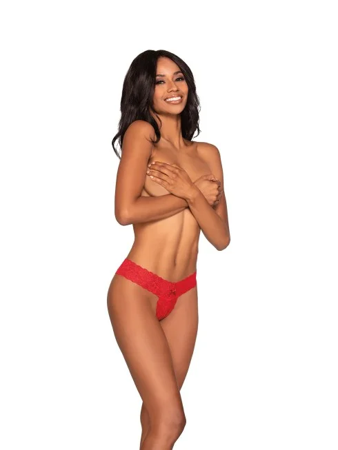 String en fine dentelle rouge, ouvert - DG1472RED
