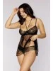 Nuisette transparente et string assorti - DG12666BLK