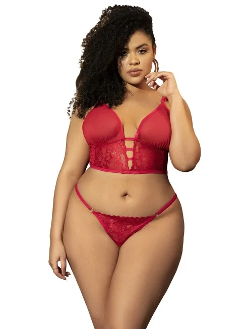 Nuisette sensuelle, grande taille, rouge transformable, 2 en 1 - MAL7386XRED