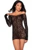 Nuisette avec épaules dénudées à motif zébré noir - DG12512BLK