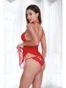 Nuisette rouge avec ornements et culotte assortie - DG11543RUB