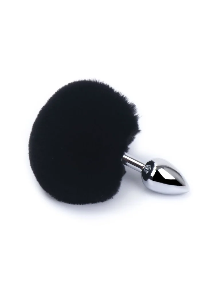 Plug anal aluminium avec pompon noir Taille S - RY-001MPJ-018BLK Plug anal aluminium avec pompon noir Taille S - RY-001MPJ-018BLK