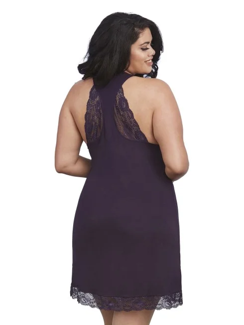 Chemise, grande taille, douce et soyeuse, couleur prune - DG11824XPLU
